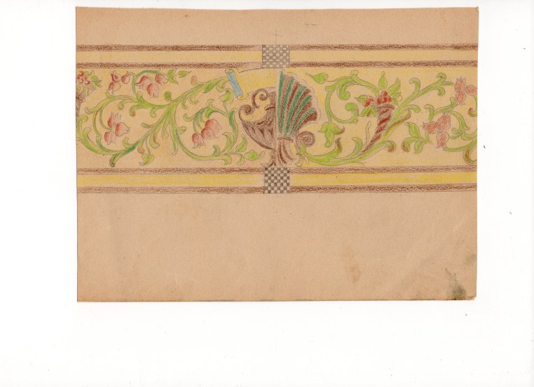 Angelo Ruozi Incerti, studio per un fregio floreale